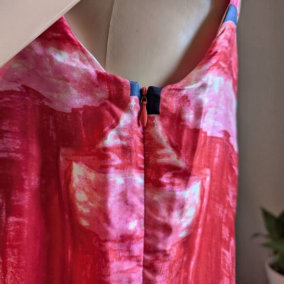 Vintage Launch by Susan Young Halston Print Mini Dress Silk Bow Pink Coquette L - Picture 16 of 16